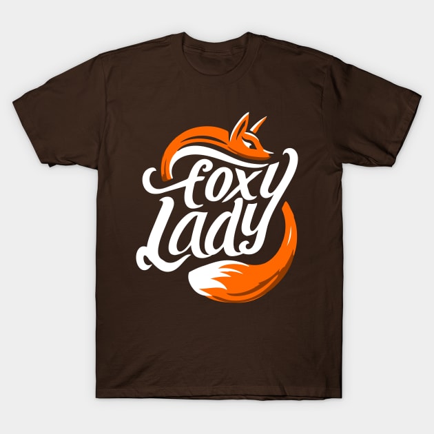 Funny Foxy Lady Cute Fox Design Text T-Shirt by ChattanoogaTshirt